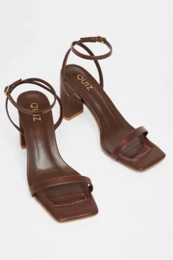 Quiz Barely There Block Heels Brown