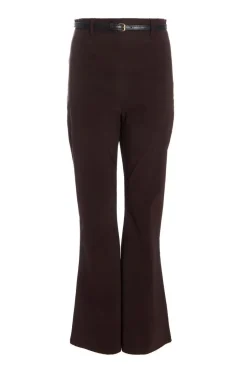 Quiz Brown Belted Flared Trousers Clearance