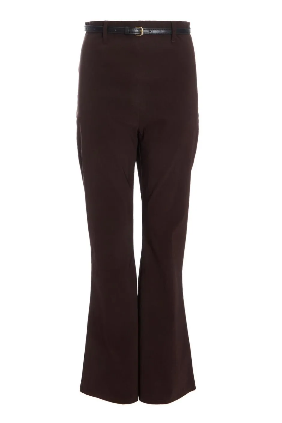 Quiz Brown Belted Flared Trousers Clearance