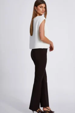 Quiz Brown Belted Flared Trousers Clearance