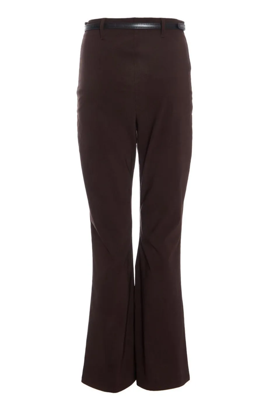 Quiz Brown Belted Flared Trousers Clearance