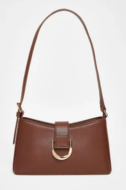 Quiz Buckle Detail Shoulder Bag Brown Hot