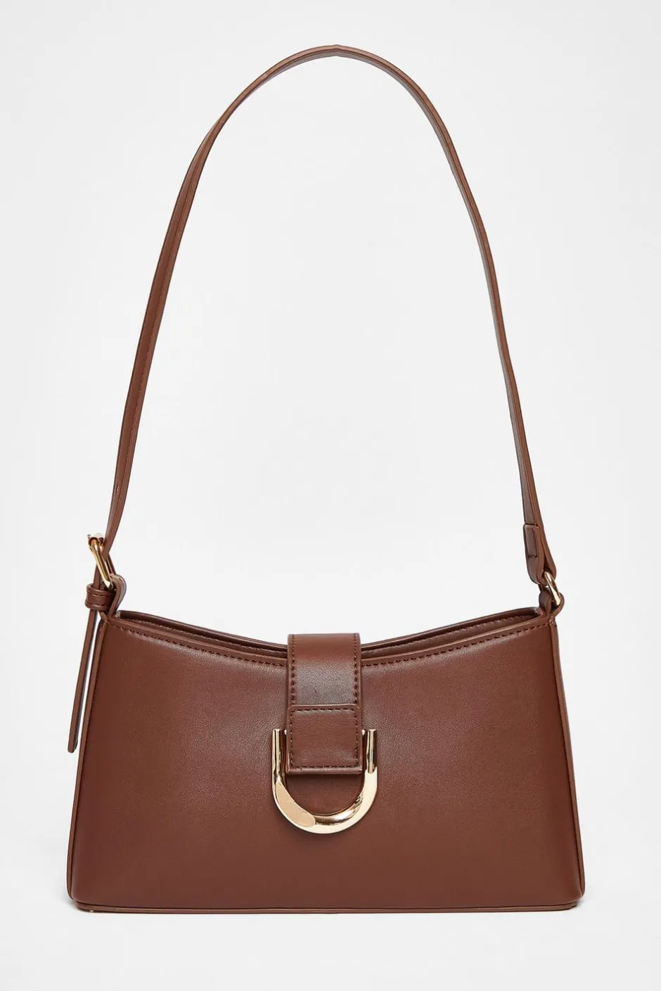 Quiz Buckle Detail Shoulder Bag Brown Hot