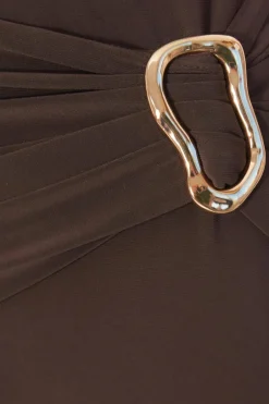 Quiz Buckle Detail Trousers Brown Sale