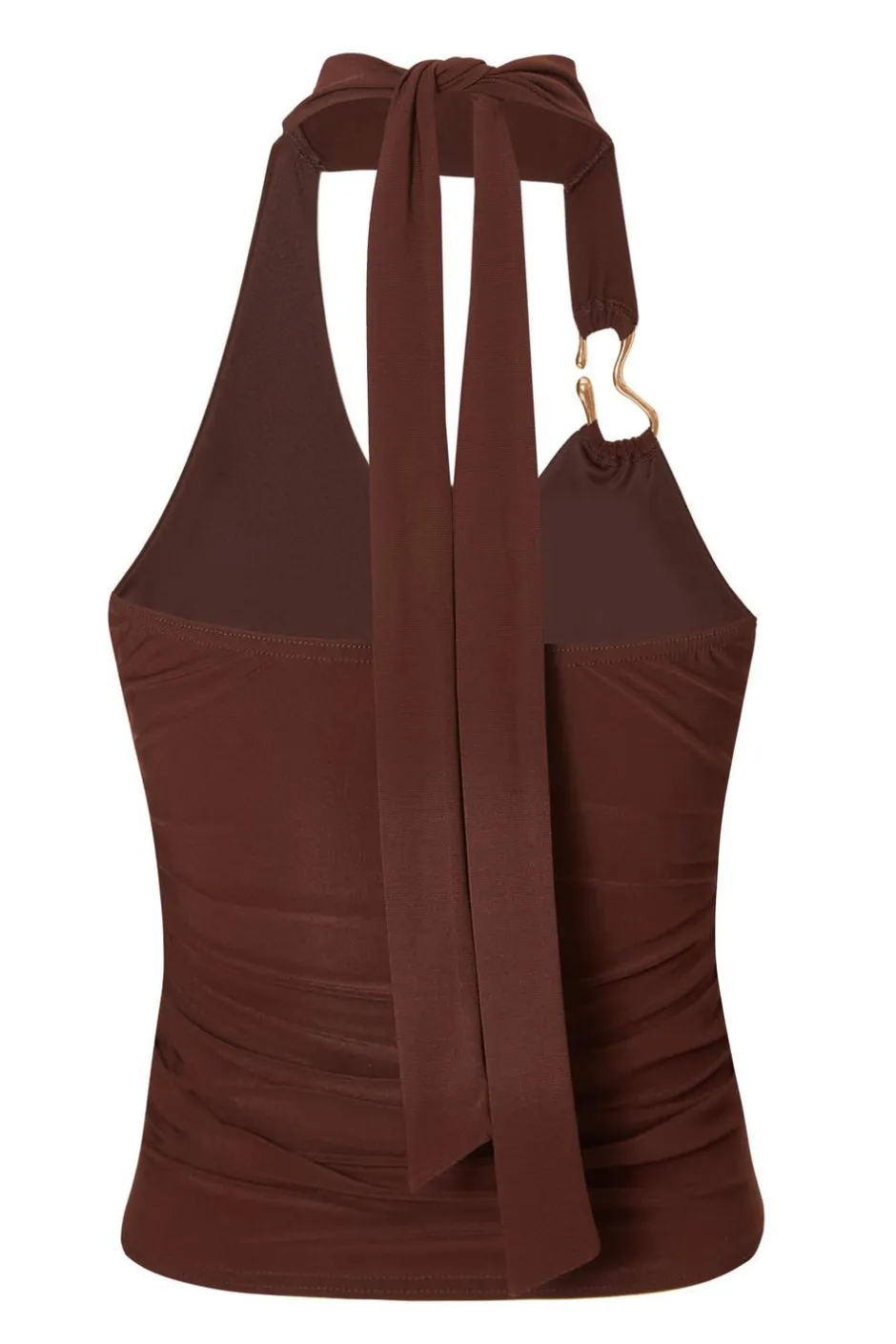 Quiz Brown Buckle Halter Neck Top Online