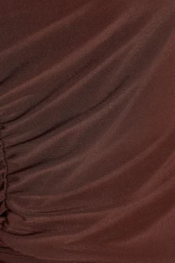 Quiz Brown Buckle Halter Neck Top Online