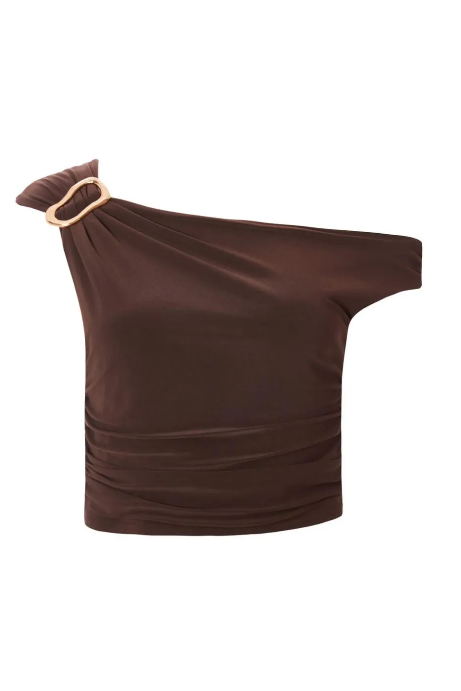 Quiz Buckle One Shoulder Top Brown New