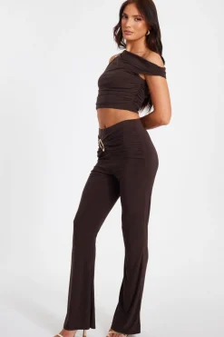 Quiz Buckle One Shoulder Top Brown New
