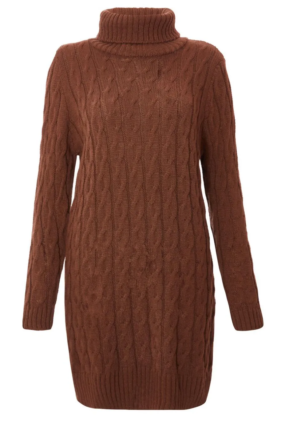 Quiz Brown Cable Knit Jumper Dress Discount