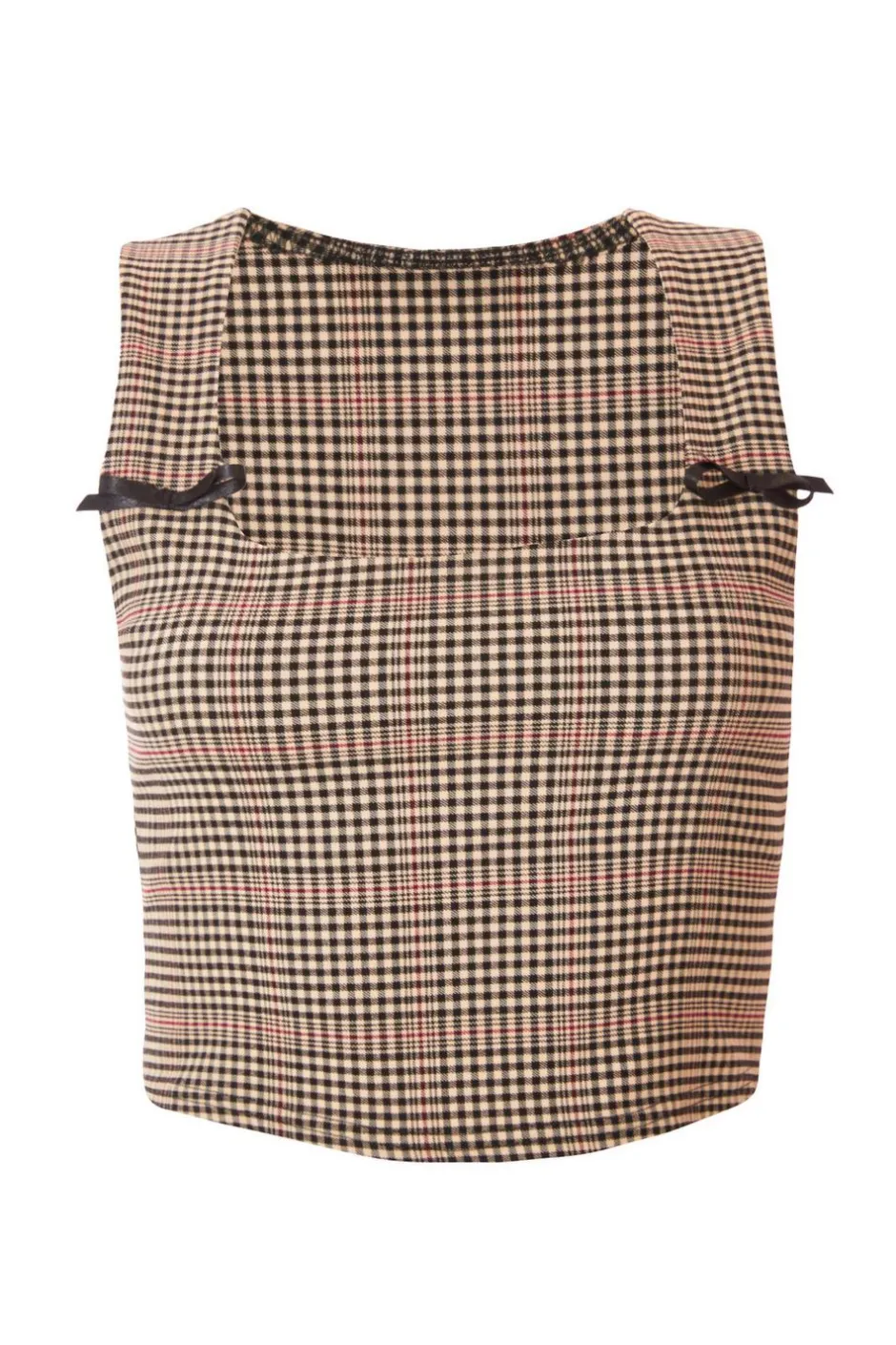 Quiz Brown Checked Corset Top Outlet