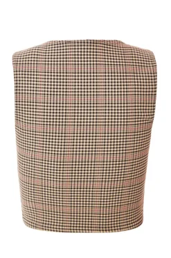 Quiz Brown Checked Corset Top Outlet