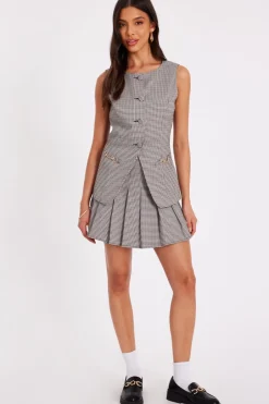 Quiz Brown Checked Mini Skirt Clearance