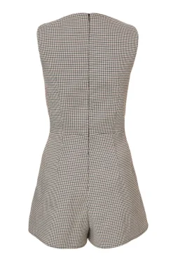 Quiz Brown Checked Playsuit