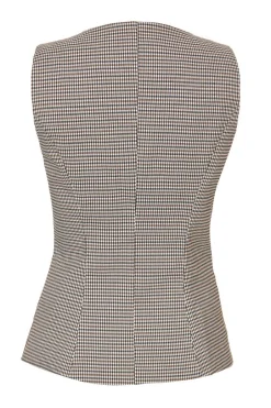 Quiz Brown Checked Waistcoat Hot