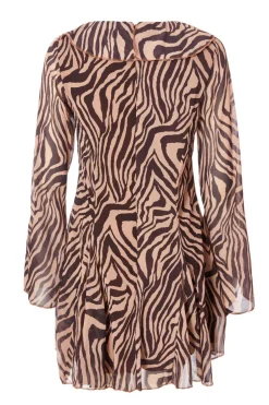 Quiz Brown Chiffon Tiger Print Dress