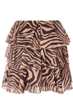 Quiz Brown Chiffon Tiger Print Skirt Hot