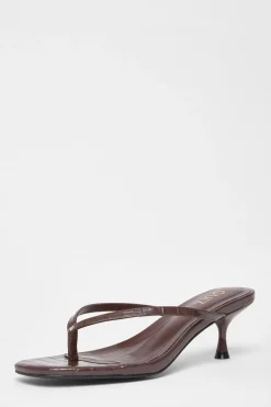Quiz Croc Toe Post Heels Brown Online