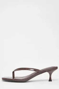 Quiz Croc Toe Post Heels Brown Online