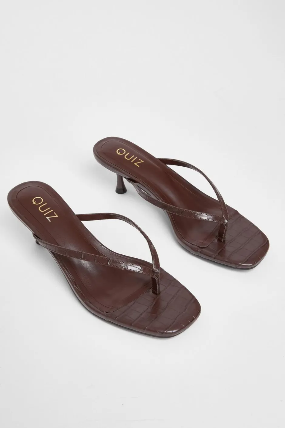 Quiz Croc Toe Post Heels Brown Online