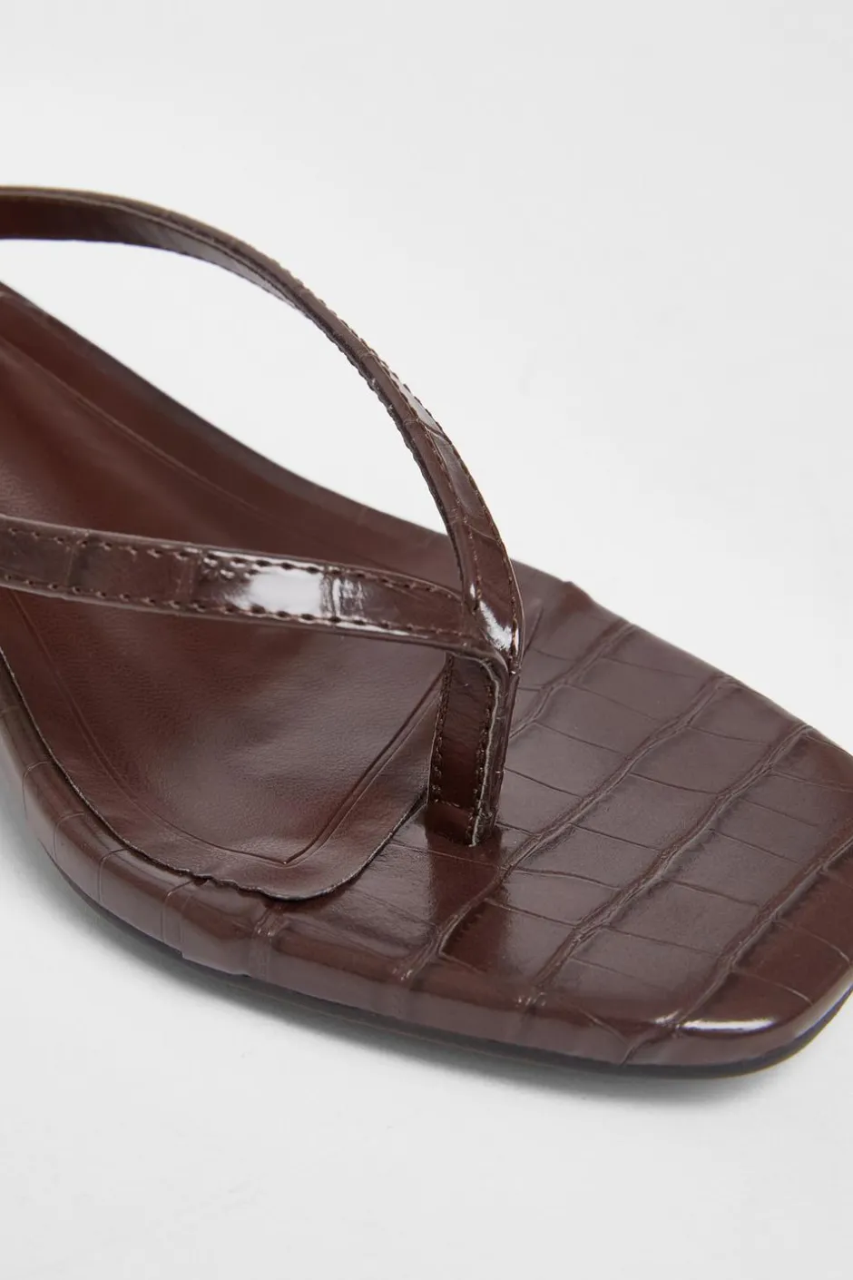 Quiz Croc Toe Post Heels Brown Online