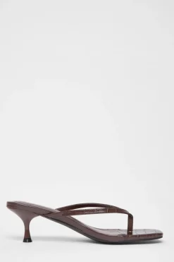 Quiz Croc Toe Post Heels Brown Online