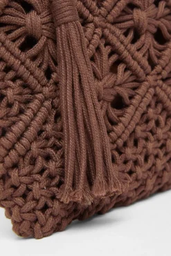 Quiz Crochet Cross Body Bag Brown Sale