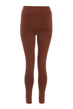 Quiz Crossover Waist Leggings Brown Outlet