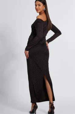 Quiz Brown Diamante Asymmetrical Dress Best