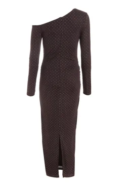 Quiz Brown Diamante Asymmetrical Dress Best