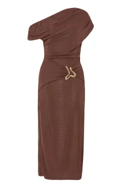 Quiz Brown Drop Sleeve Buckle Midaxi Dress Outlet