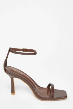 Quiz Faux Leather Barely There Heels Brown Outlet