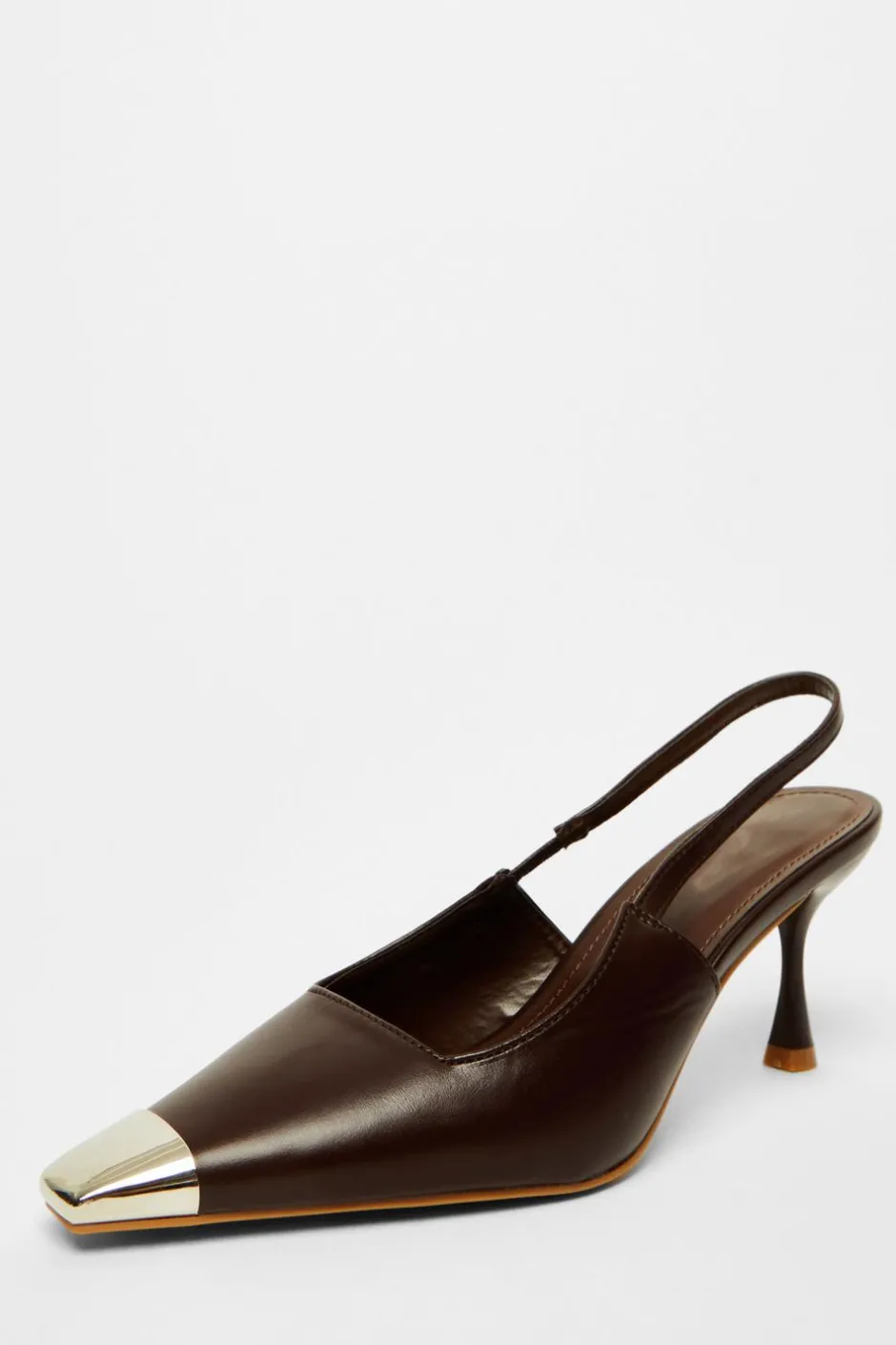 Quiz Faux Leather Court Heel Brown Hot