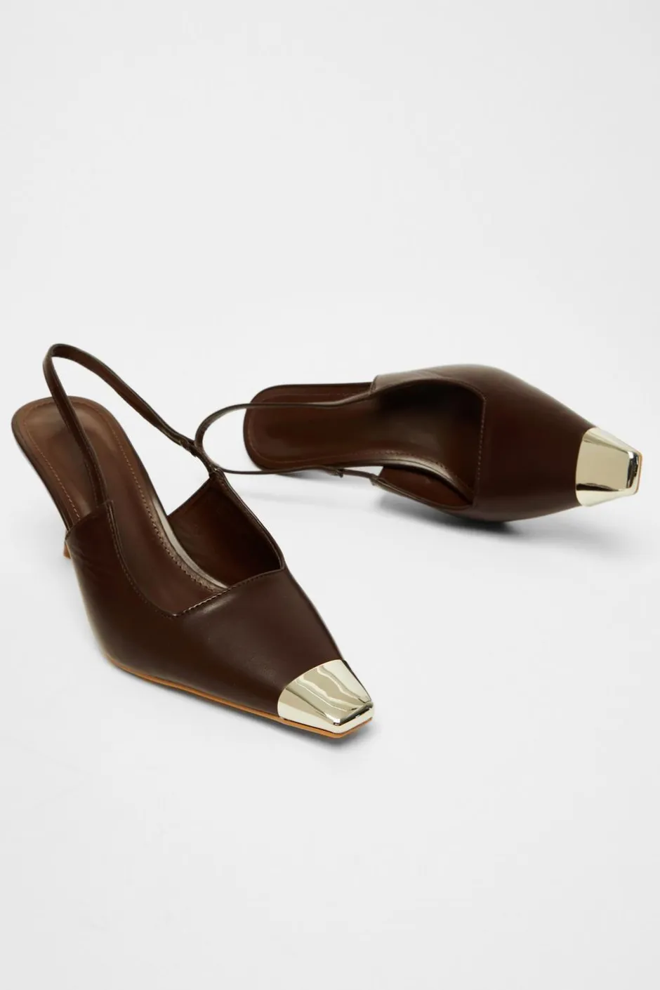 Quiz Faux Leather Court Heel Brown Hot
