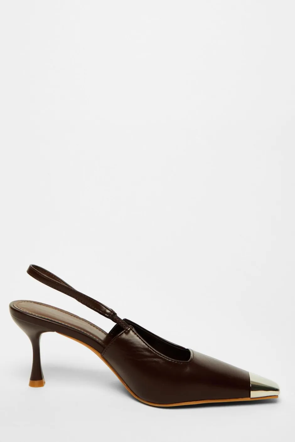 Quiz Faux Leather Court Heel Brown Hot