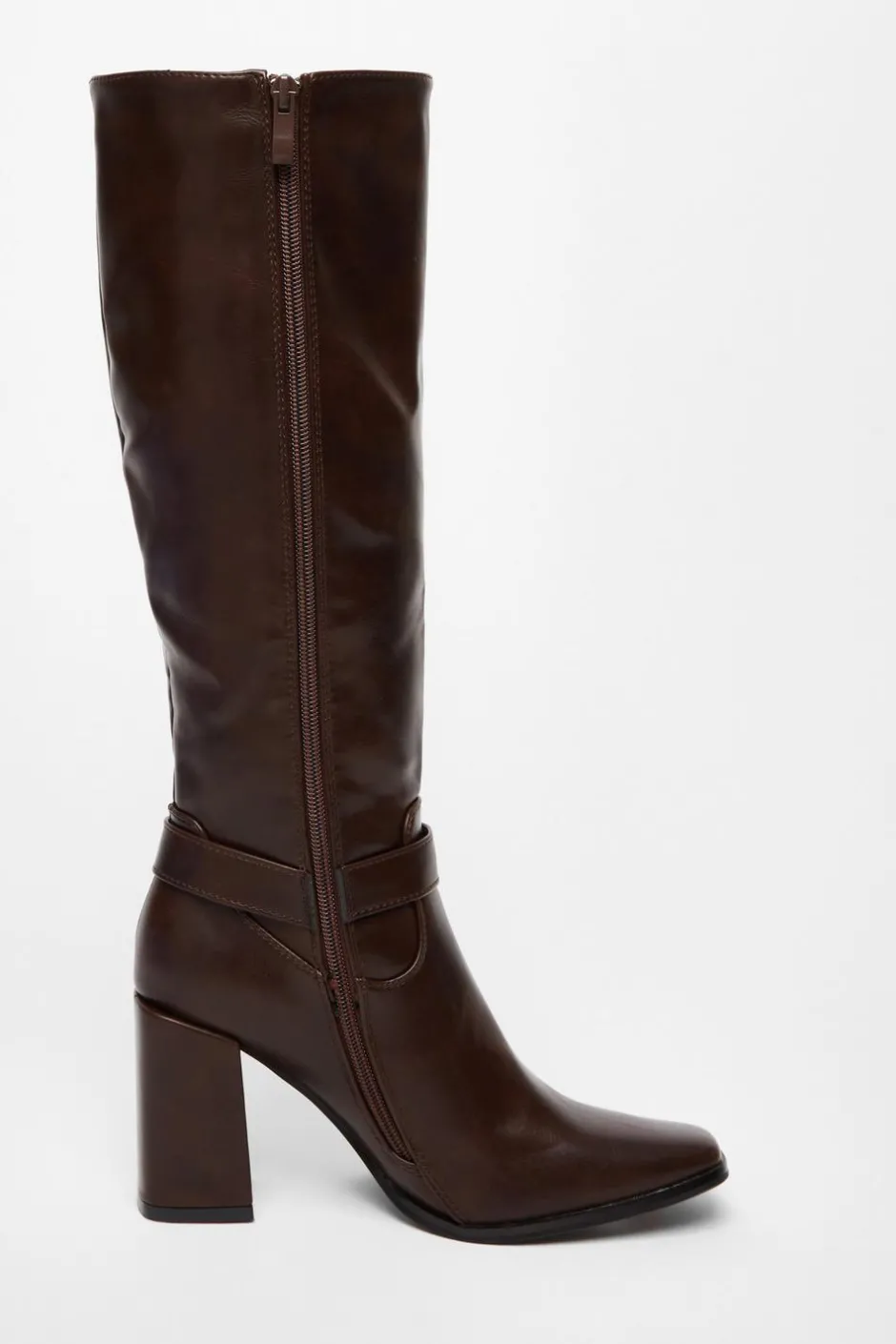 Quiz Faux Leather Knee High Boots Brown New