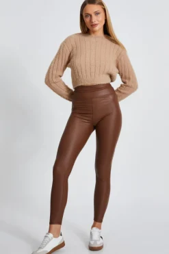 Quiz Brown Faux Leather Leggings Best