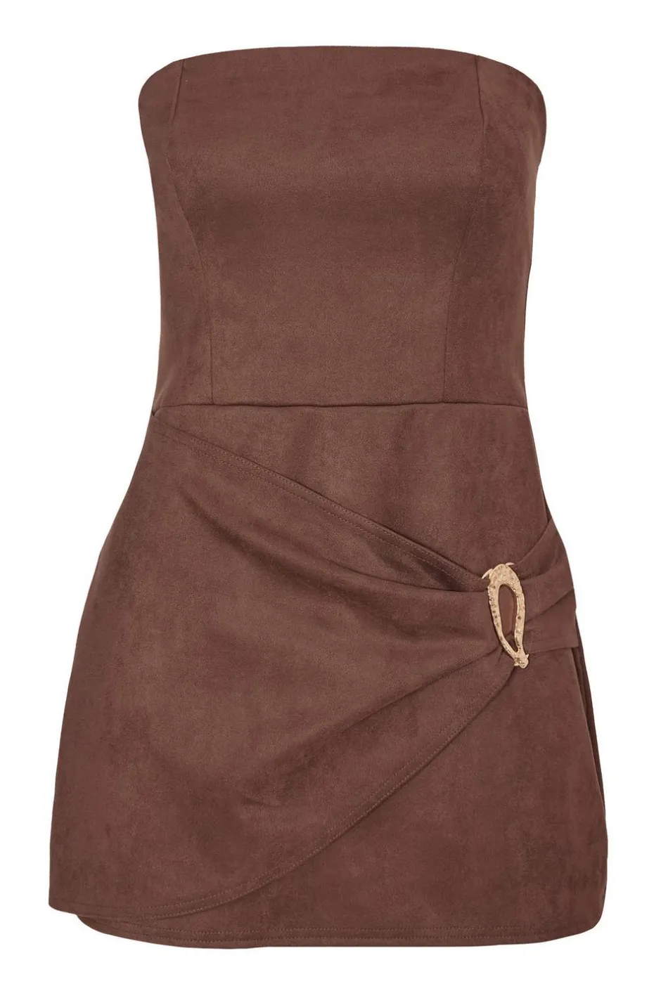 Quiz Brown Faux Suede Bandeau Playsuit Online