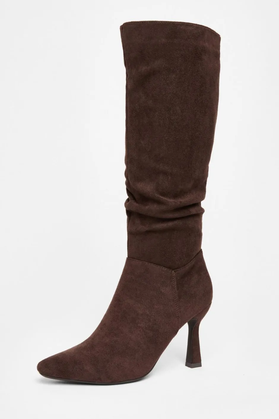 Quiz Brown Faux Suede Heeled Boots New