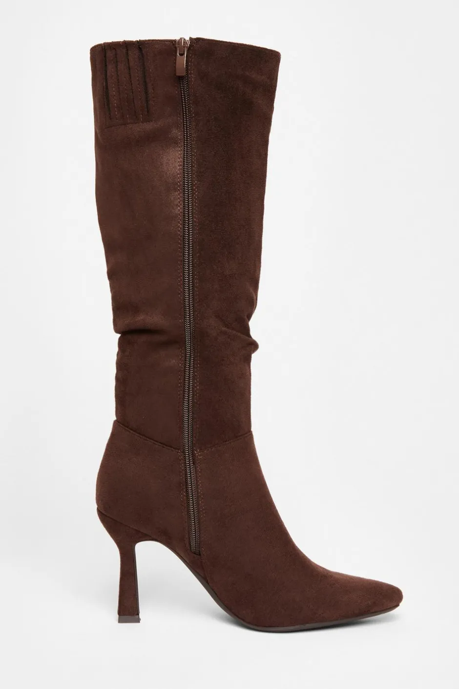Quiz Brown Faux Suede Heeled Boots New
