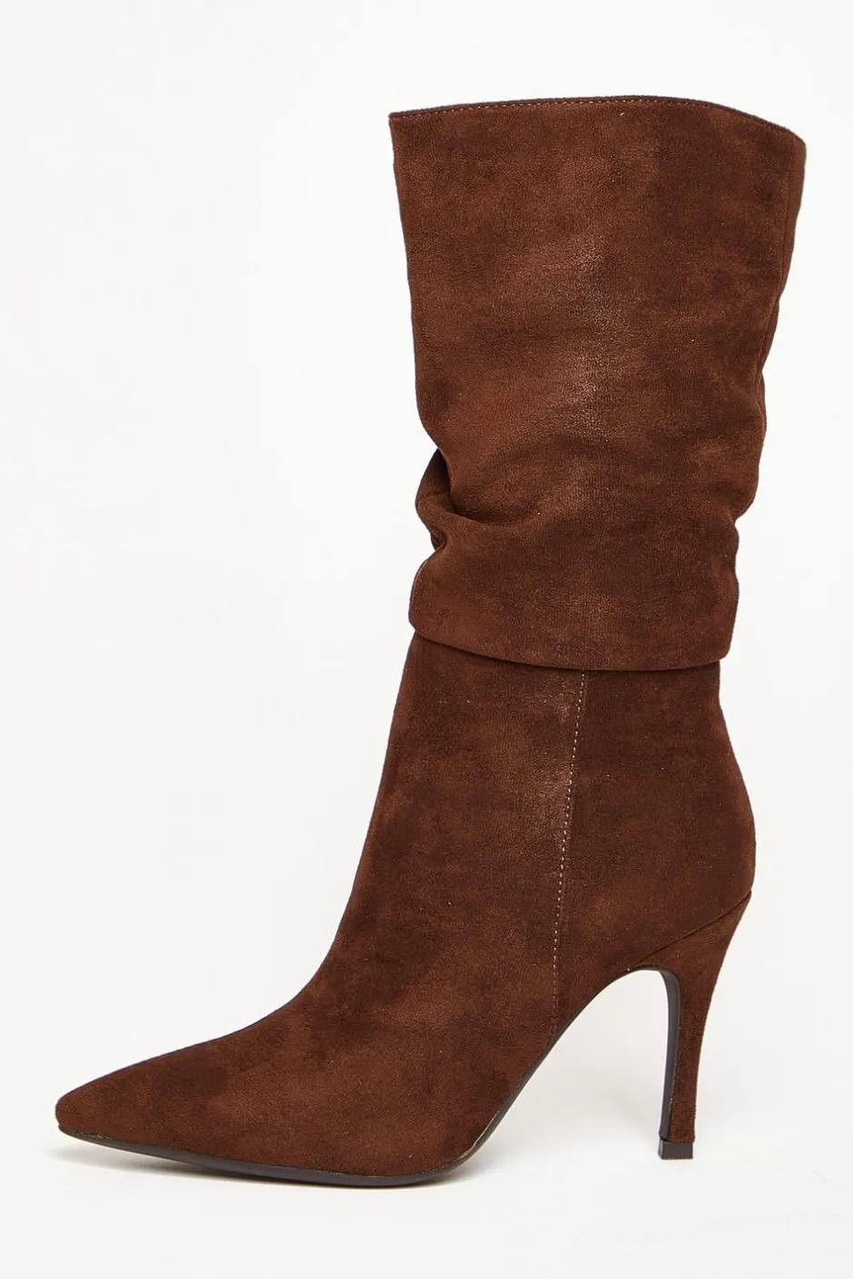 Quiz Brown Faux Suede Heeled Boots