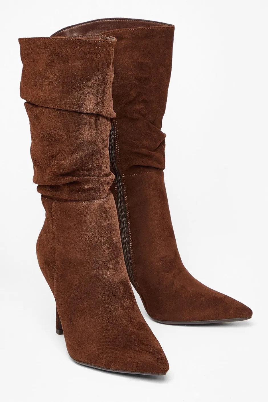Quiz Brown Faux Suede Heeled Boots