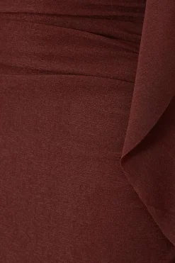 Quiz Frill Midi Dress Brown