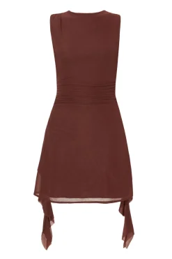 Quiz Frill Mini Dress Brown Best