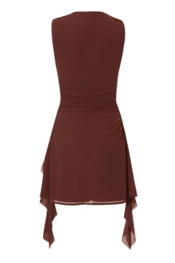 Quiz Frill Mini Dress Brown Best