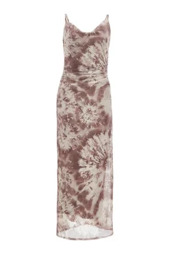 Quiz Brown Glitter Mesh Midaxi Dress