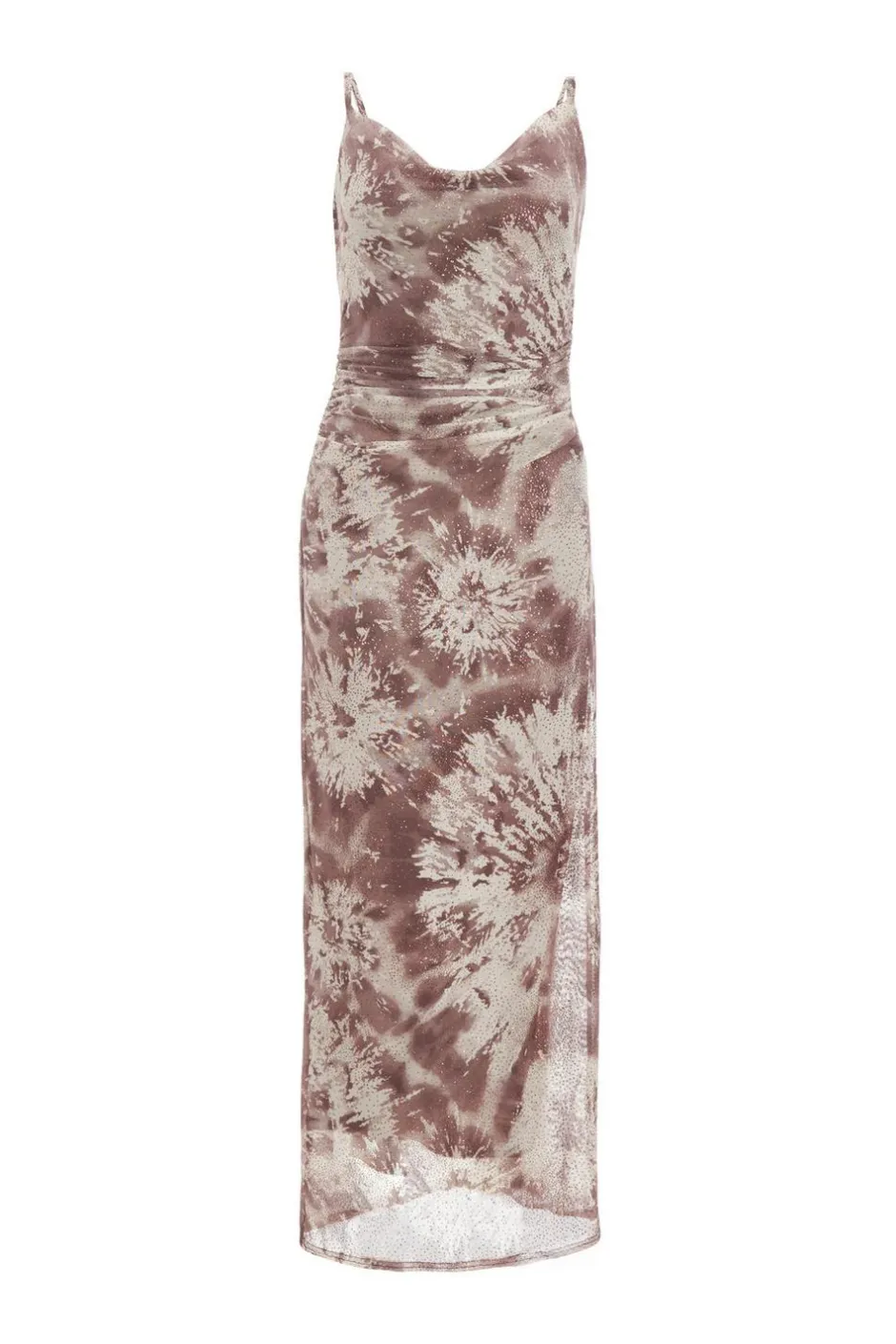 Quiz Brown Glitter Mesh Midaxi Dress