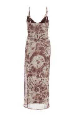 Quiz Brown Glitter Mesh Midaxi Dress