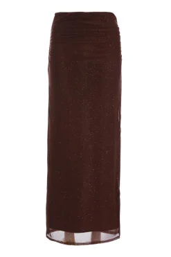 Quiz Brown Glitter Mesh Midaxi Skirt Discount