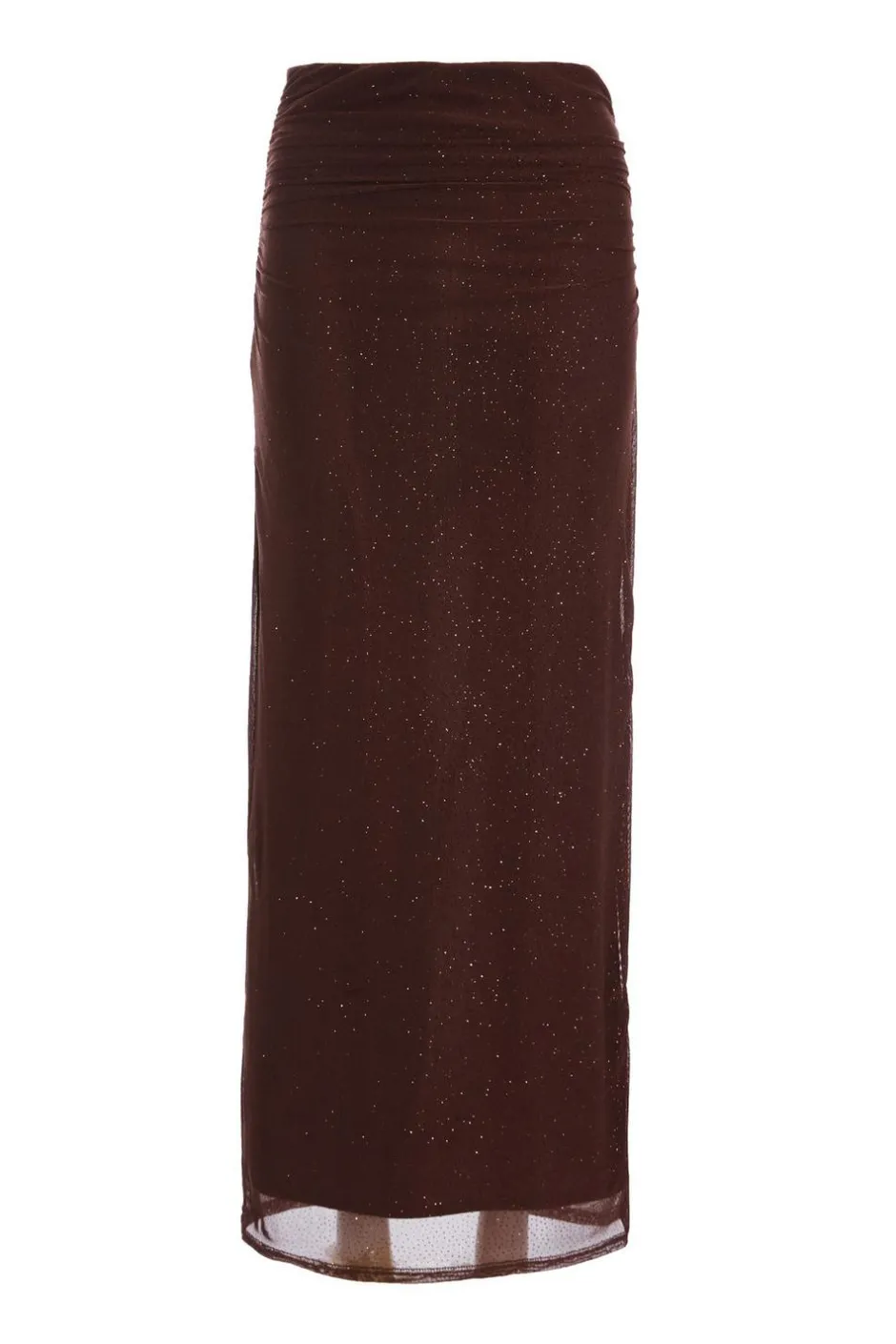 Quiz Brown Glitter Mesh Midaxi Skirt Discount