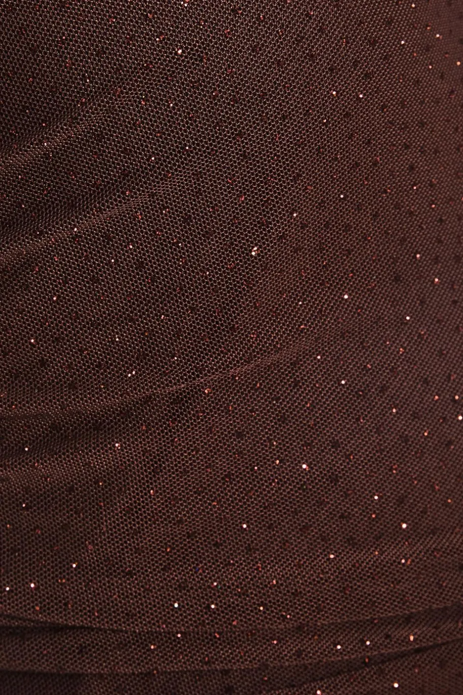 Quiz Brown Glitter Mesh One Shoulder Crop Top Clearance